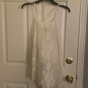 Sachin & Babi Hollis Asymmetrical hem Ivory Lined side zipper Tank Top